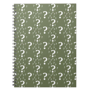 Mystery question mark riddle puzzle olive green notebook