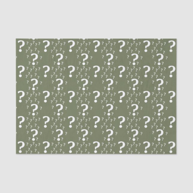 Mystery question mark riddle puzzle olive green tissue paper (Front)