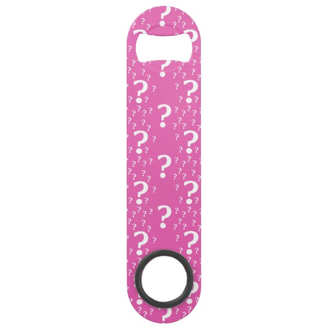 Mystery question mark riddle puzzle pink bar key (Front)