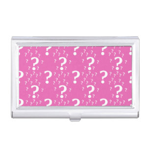 Mystery question mark riddle puzzle pink business card case