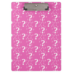 Mystery question mark riddle puzzle pink clipboard