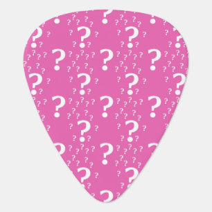 Mystery question mark riddle puzzle pink guitar pick