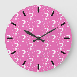 Mystery question mark riddle puzzle pink large clock