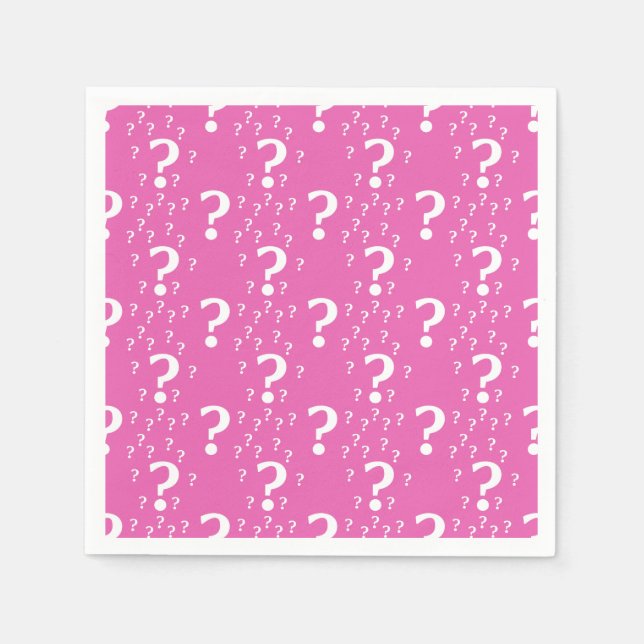 Mystery question mark riddle puzzle pink napkins (Front)