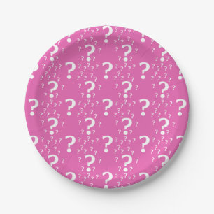 Mystery question mark riddle puzzle pink paper plates