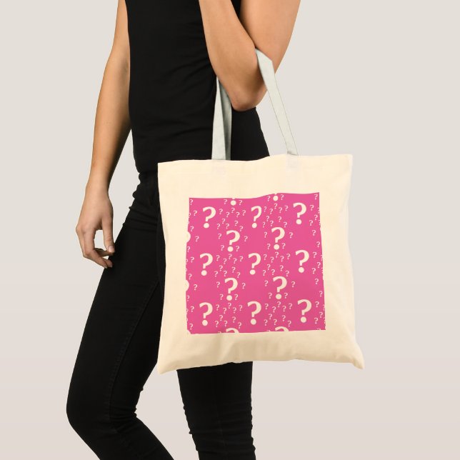 Mystery question mark riddle puzzle pink tote bag (Front (Product))