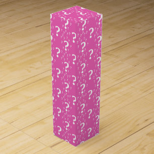 Mystery question mark riddle puzzle pink wine box