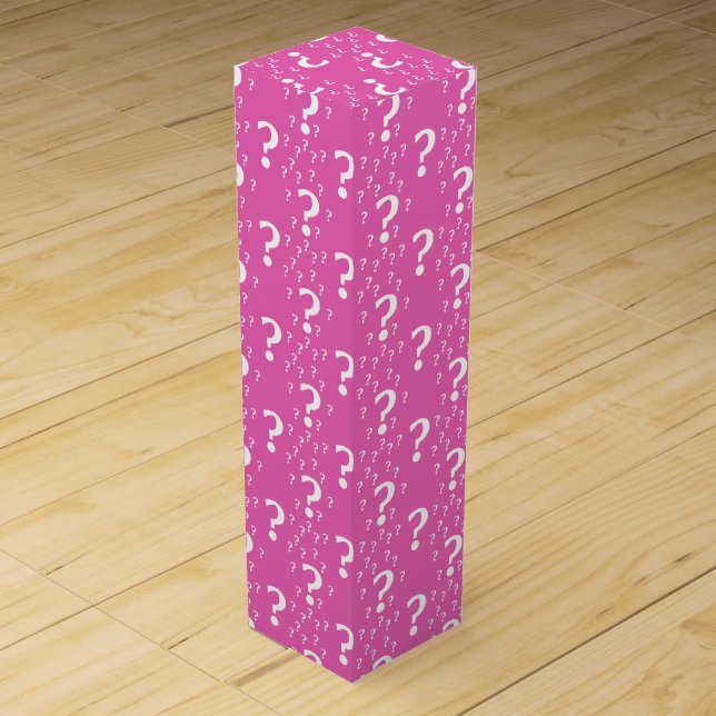 Mystery question mark riddle puzzle pink wine box (Front)