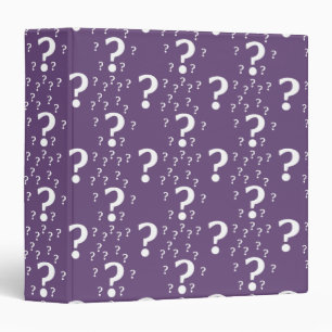 Mystery question mark riddle puzzle purple 3 ring binder