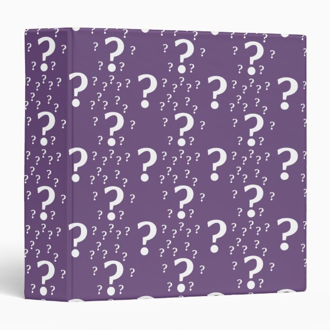 Mystery question mark riddle puzzle purple 3 ring binder (Front/Spine)