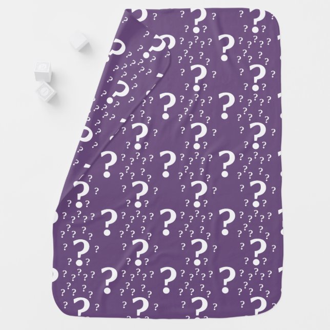 Mystery question mark riddle puzzle purple baby blanket (In Situ)