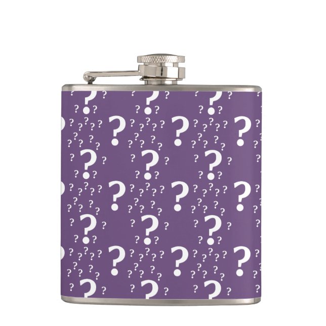 Mystery question mark riddle puzzle purple flask (Front)