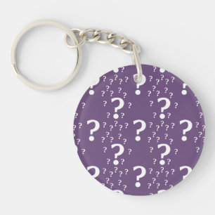 Mystery question mark riddle puzzle purple keychain