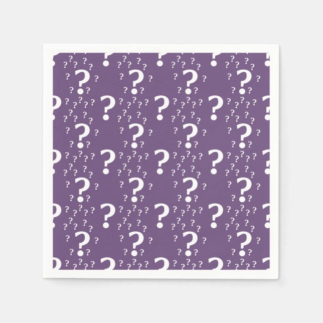 Mystery question mark riddle puzzle purple napkins (Front)