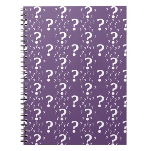 Mystery question mark riddle puzzle purple notebook