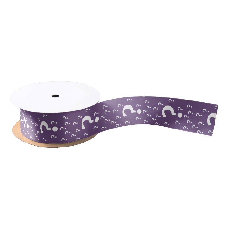 Mystery Question Mark Riddle Puzzle Purple Satin Ribbon 