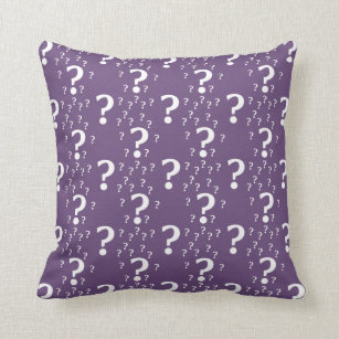 Mystery question mark riddle puzzle purple throw pillow