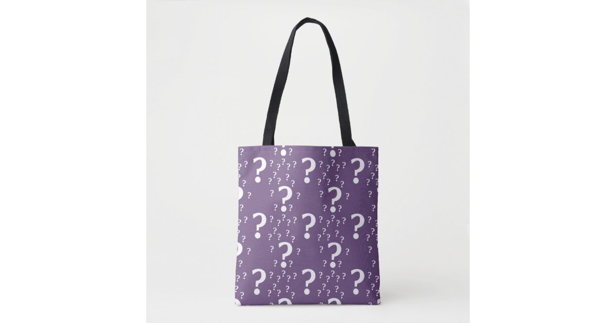 Mystery Question Mark Riddle Puzzle Purple Tote Bag Zazzle Com