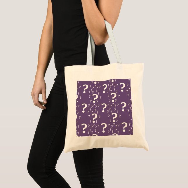 Mystery question mark riddle puzzle purple tote bag (Front (Product))