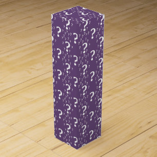 Mystery question mark riddle puzzle purple wine box