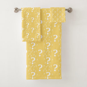 Mystery question mark riddle puzzle yellow bath towel set