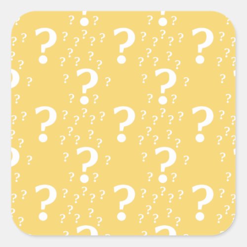 Mystery question mark riddle puzzle yellow square sticker