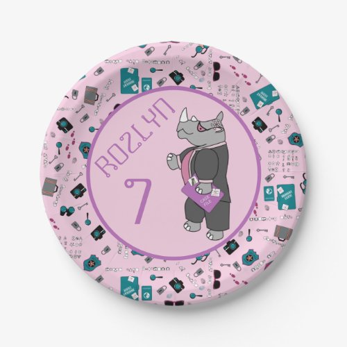 Mystery rhino pink paper plates
