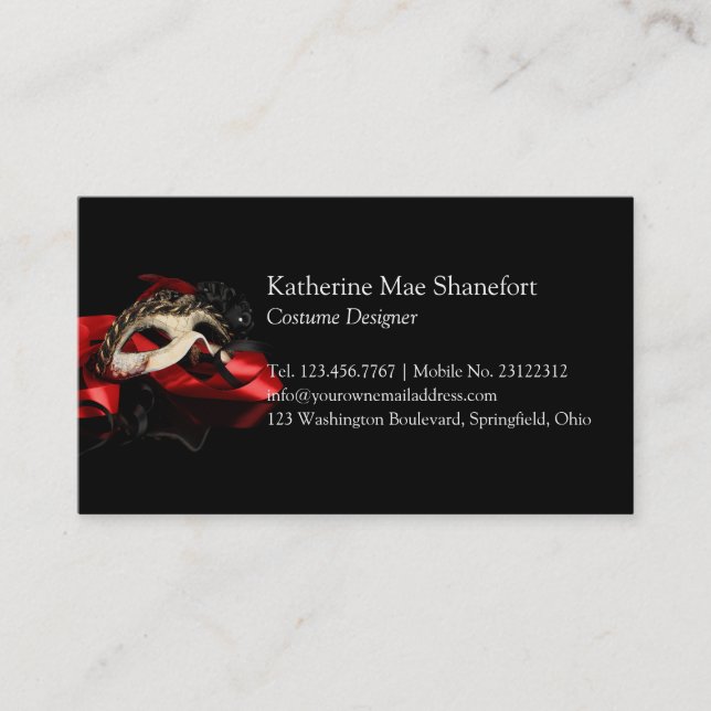 Mystery Venetian Mask Business Card (Front)
