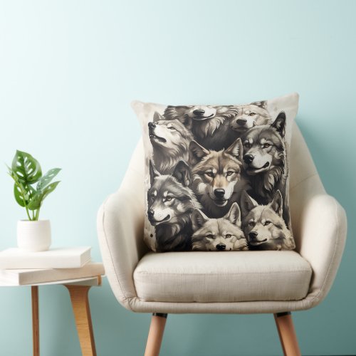 mystery wolves  throw pillow