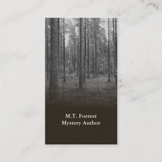 Mystery Writers Authors Business Cards Black Trees (Front)