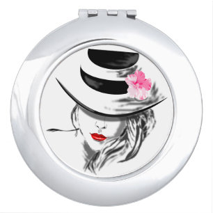 Mysteryous Lady Compact Mirror Red Lips