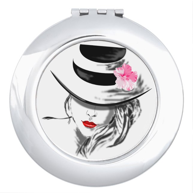 Mysteryous Lady Compact Mirror Red Lips (Front)