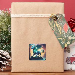 mystic animal square sticker