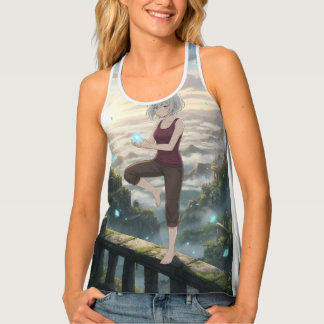 Mystic Anime Girl in Ruins – Tranquil Fantasy Art Tank Top