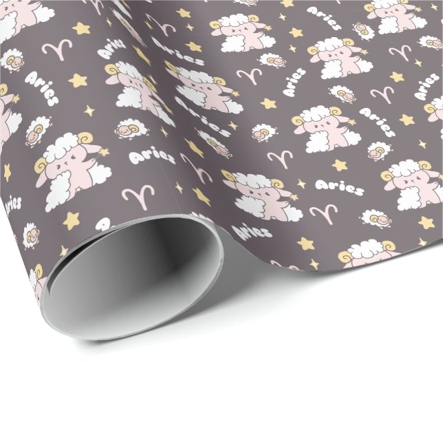Mystic Aries Zodiac Night Bunny and Ram Wrapping Paper (Roll Corner)