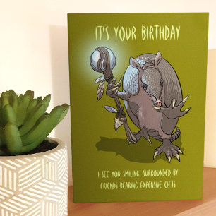 Mystic Armadillo Birthday Prediction Cartoon Card