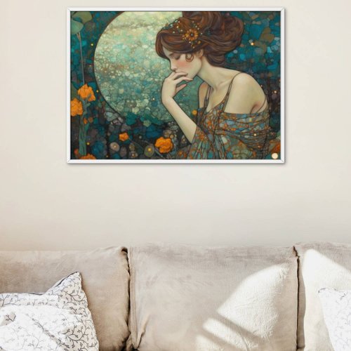 Mystic Art Nouveau Lady in Amber and Teal  Photo Print