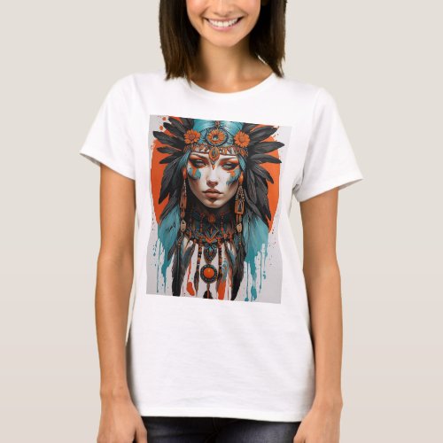 Mystic Avian Elegance Neo_Traditional Crow Queen  T_Shirt