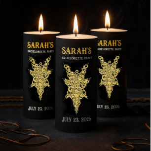 Mystic Bachelorette Tarot Party Gold Pillar Candle