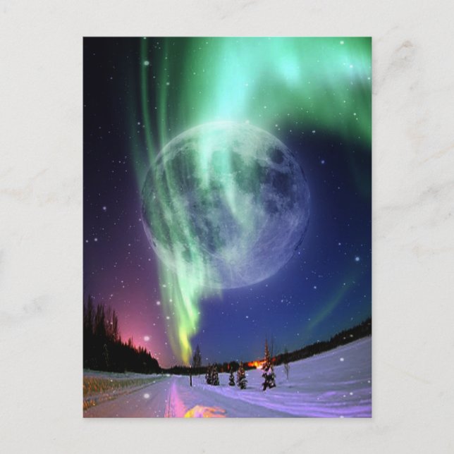 Mystic Beautiful bright big full blue moon Postcard (Front)