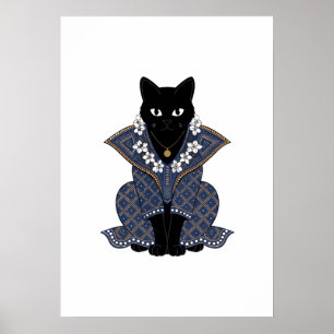 Mystic Black Cat Batik Robe Wall Art Poster