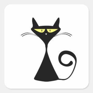 Mystic Black Cat Halloween Sticker