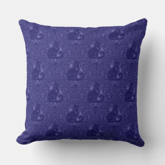 Mystic Black Cat in Cool Purple Throw Pillow