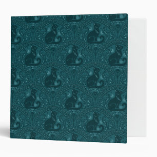Mystic Black Cat in Dark Cool Green 3 Ring Binder