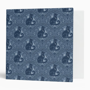 Mystic Black Cat in Light Navy Blue 3 Ring Binder
