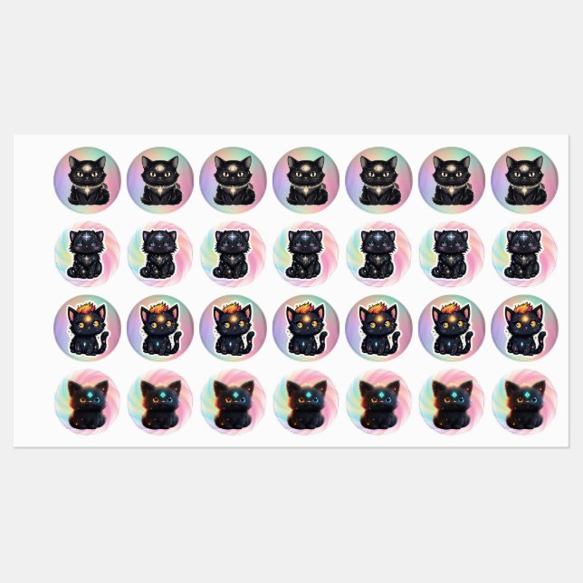 Mystic Black Cat Iron-On Label  (Sheet)