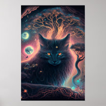 Mystic Black Cat Poster | Witchy Art 1