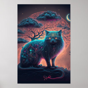 Mystic Black Cat Poster Witchy Art 2