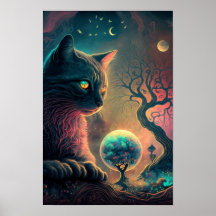 Mystic Black Cat Poster | Witchy Art 3