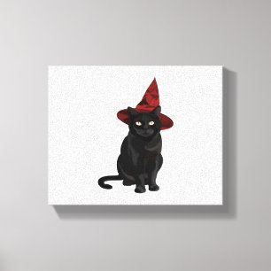 Mystic Black Cat with Dark Red Hat Classic T-Shirt Canvas Print